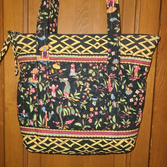 Vera Bradley Ming Paddy Tote Bag Purse Zipper Large Retired Floral Birds Pockets - Picture 1 of 15